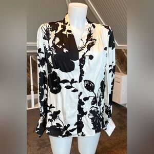 White House Black Market Silky Floral Blouse